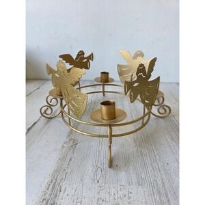 Vintage metal gold Angel cherub candle holder Xmas centerpiece decor